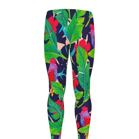 Parrot Banana Leaf Hawaii Pattern Print Men's leggings