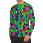 Parrot Banana Leaf Hawaii Pattern Print Men's Long Sleeve Rash Guard