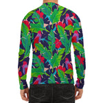 Parrot Banana Leaf Hawaii Pattern Print Men's Long Sleeve Rash Guard
