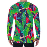 Parrot Banana Leaf Hawaii Pattern Print Men's Long Sleeve T-Shirt