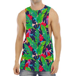 Parrot Banana Leaf Hawaii Pattern Print Men's Muscle Tank Top