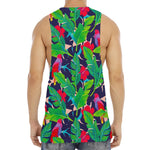 Parrot Banana Leaf Hawaii Pattern Print Men's Muscle Tank Top
