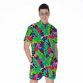 Parrot Banana Leaf Hawaii Pattern Print Men's Romper