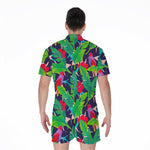 Parrot Banana Leaf Hawaii Pattern Print Men's Rompers