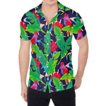 Parrot Banana Leaf Hawaii Pattern Print Men's Shirt