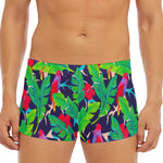 Parrot Banana Leaf Hawaii Pattern Print Men's Short Boxer Briefs