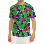 Parrot Banana Leaf Hawaii Pattern Print Men's Short Sleeve Rash Guard