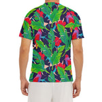 Parrot Banana Leaf Hawaii Pattern Print Men's Short Sleeve Rash Guard