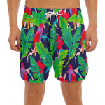 Parrot Banana Leaf Hawaii Pattern Print Men's Split Running Shorts