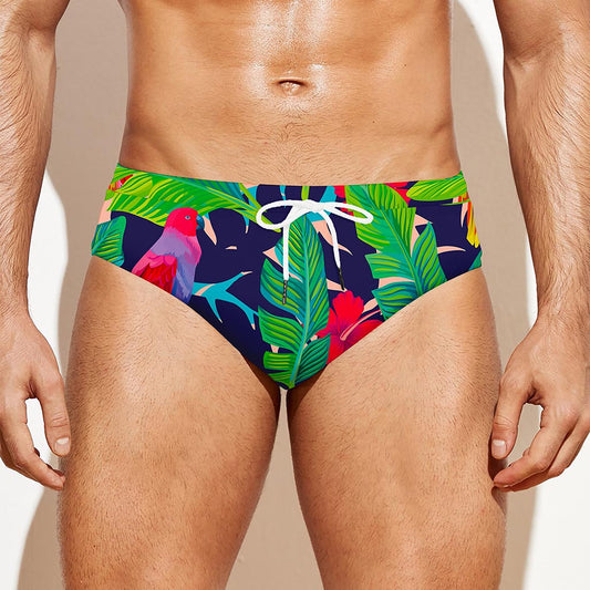 Parrot Banana Leaf Hawaii Pattern Print Men's Swim Briefs