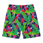 Parrot Banana Leaf Hawaii Pattern Print Men's Swim Trunks