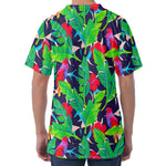 Parrot Banana Leaf Hawaii Pattern Print Men's Velvet T-Shirt