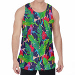 Parrot Banana Leaf Hawaii Pattern Print Men's Velvet Tank Top