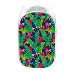 Parrot Banana Leaf Hawaii Pattern Print Mesh Laundry Hamper