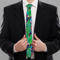 Parrot Banana Leaf Hawaii Pattern Print Necktie