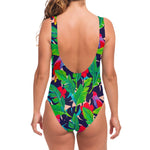 Parrot Banana Leaf Hawaii Pattern Print One Piece Swimsuit
