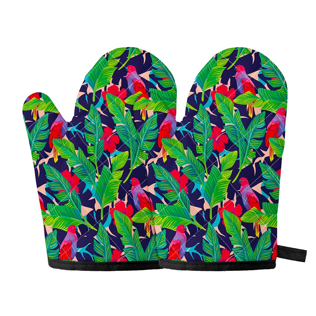Parrot Banana Leaf Hawaii Pattern Print Oven Mitts