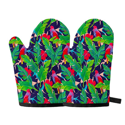 Parrot Banana Leaf Hawaii Pattern Print Oven Mitts