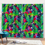 Parrot Banana Leaf Hawaii Pattern Print Pencil Pleat Curtains