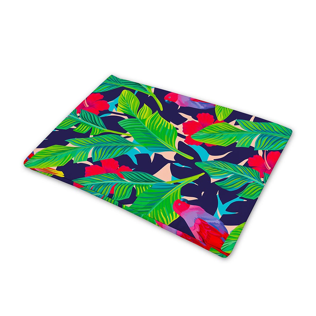 Parrot Banana Leaf Hawaii Pattern Print Pet Cooling Mat Cover