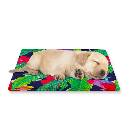 Parrot Banana Leaf Hawaii Pattern Print Pet Cooling Mat Cover