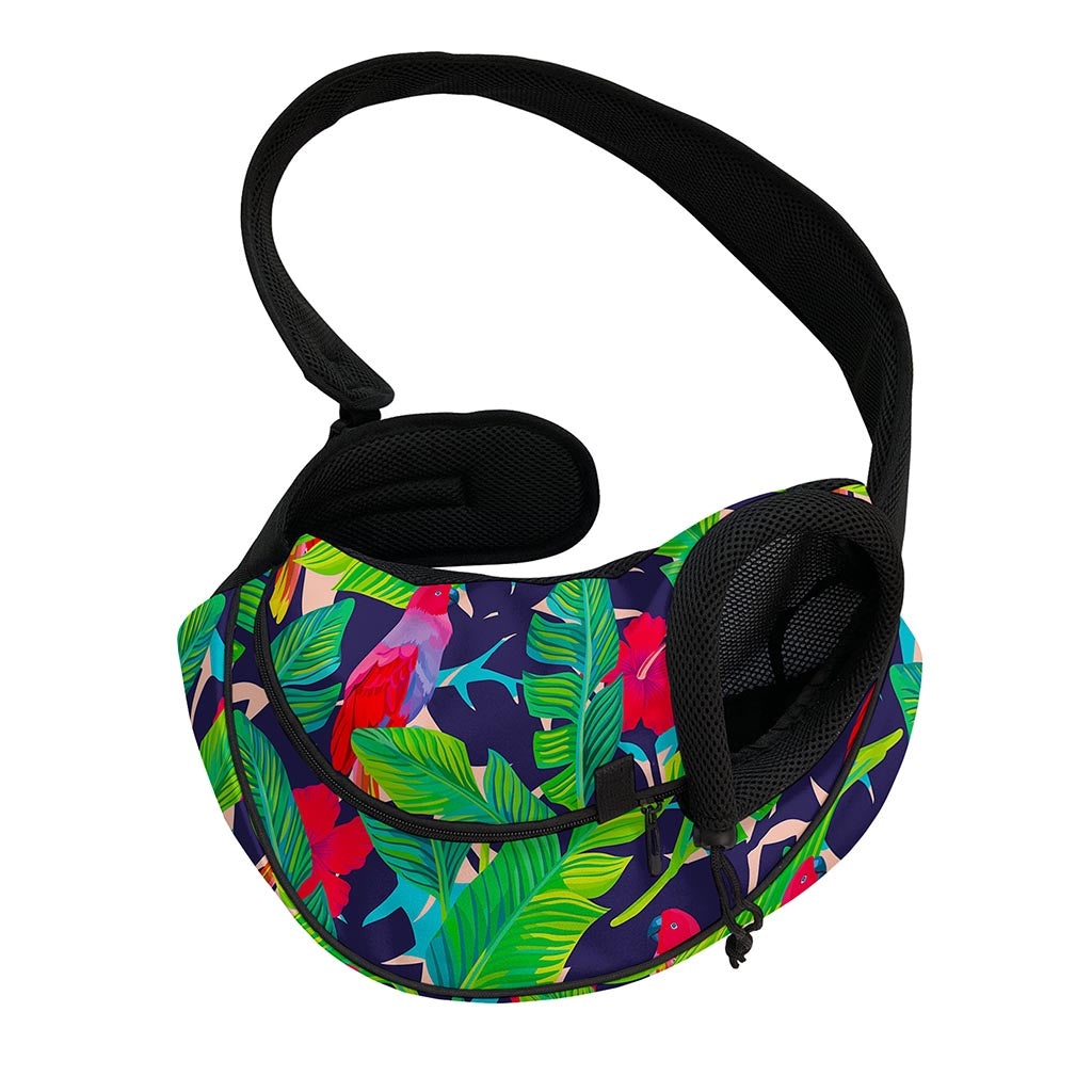 Parrot Banana Leaf Hawaii Pattern Print Pet Sling Carrier