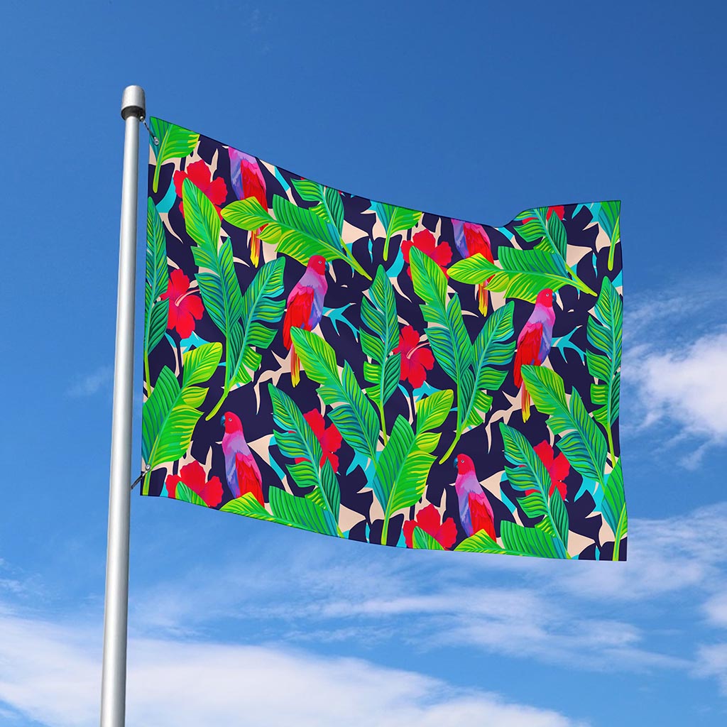Parrot Banana Leaf Hawaii Pattern Print Polyester Flag