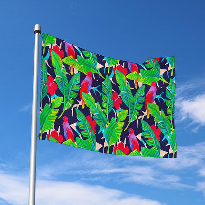Parrot Banana Leaf Hawaii Pattern Print Polyester Flag
