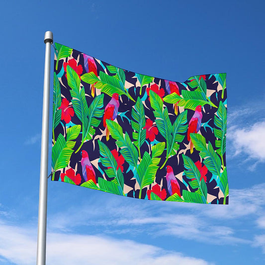 Parrot Banana Leaf Hawaii Pattern Print Polyester Flag