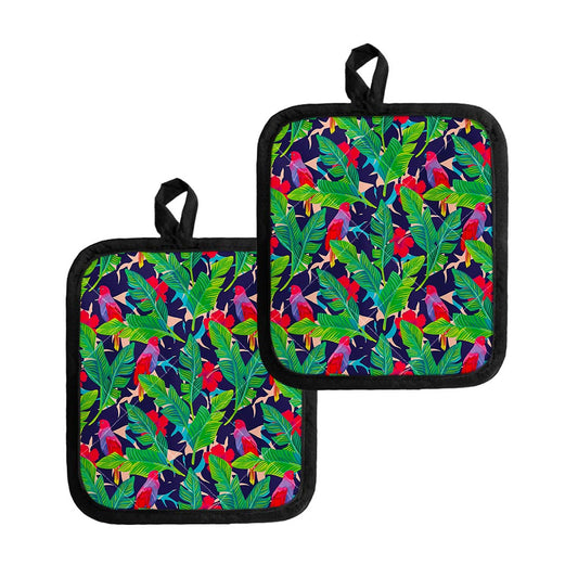 Parrot Banana Leaf Hawaii Pattern Print Pot Holders