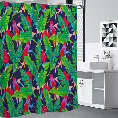 Parrot Banana Leaf Hawaii Pattern Print Premium Shower Curtain