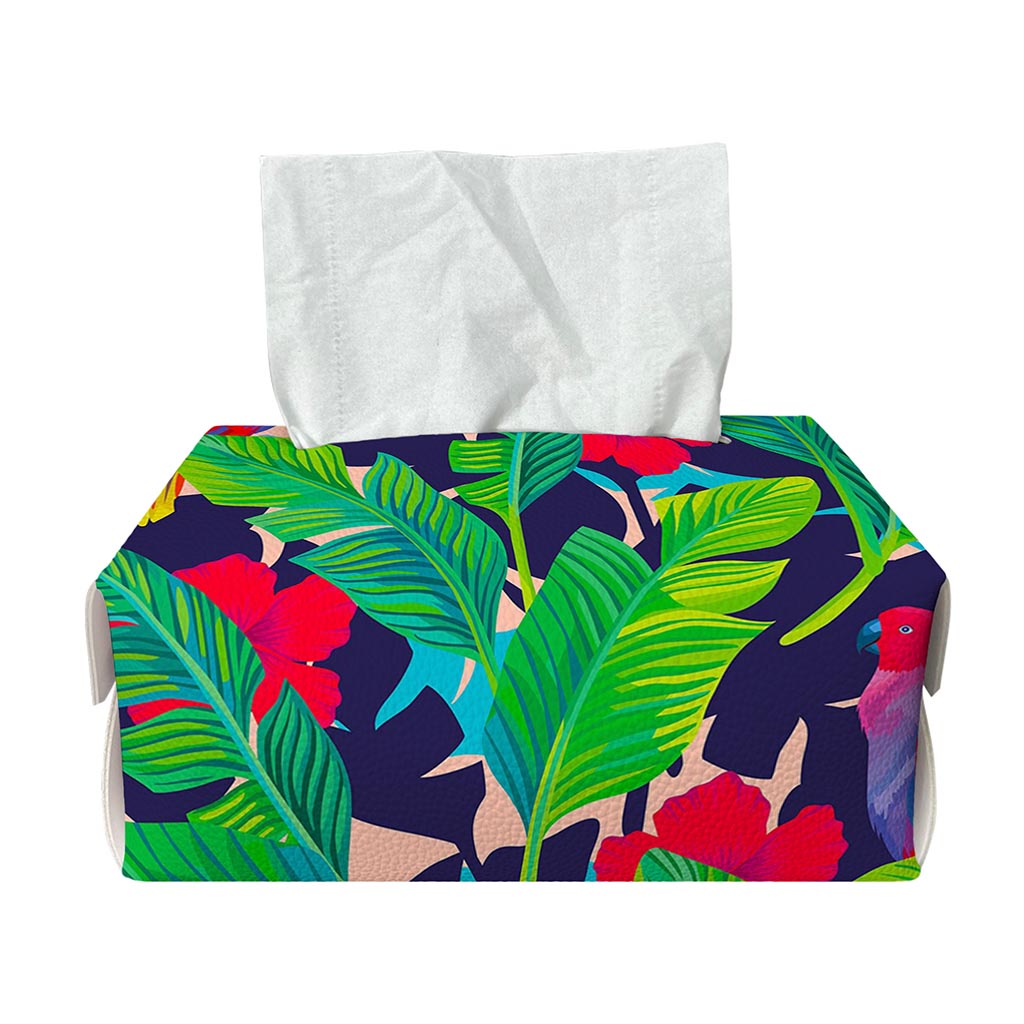 Parrot Banana Leaf Hawaii Pattern Print Rectangle Tissue Box Cover