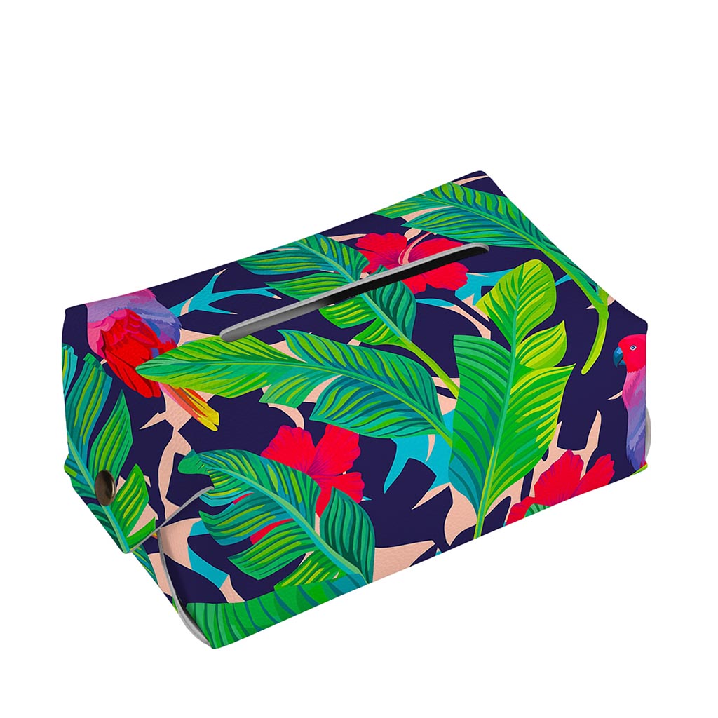 Parrot Banana Leaf Hawaii Pattern Print Rectangle Tissue Box Cover