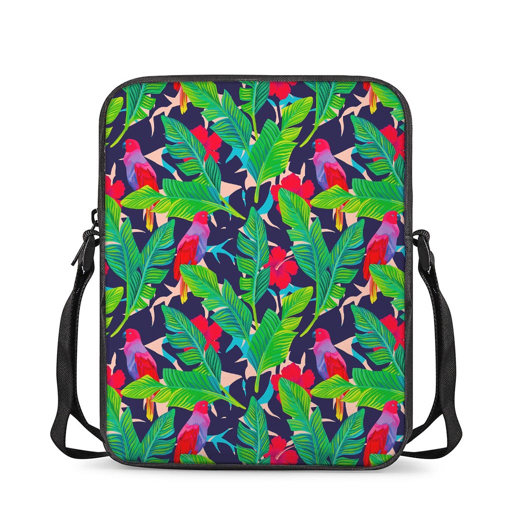 Parrot Banana Leaf Hawaii Pattern Print Rectangular Crossbody Bag