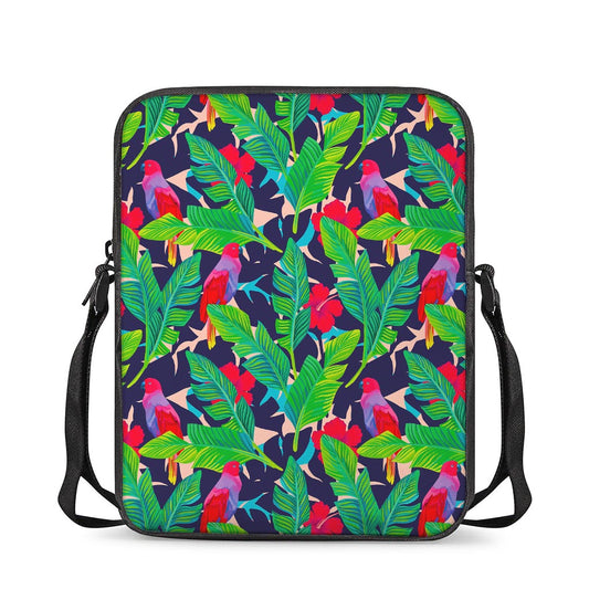 Parrot Banana Leaf Hawaii Pattern Print Rectangular Crossbody Bag