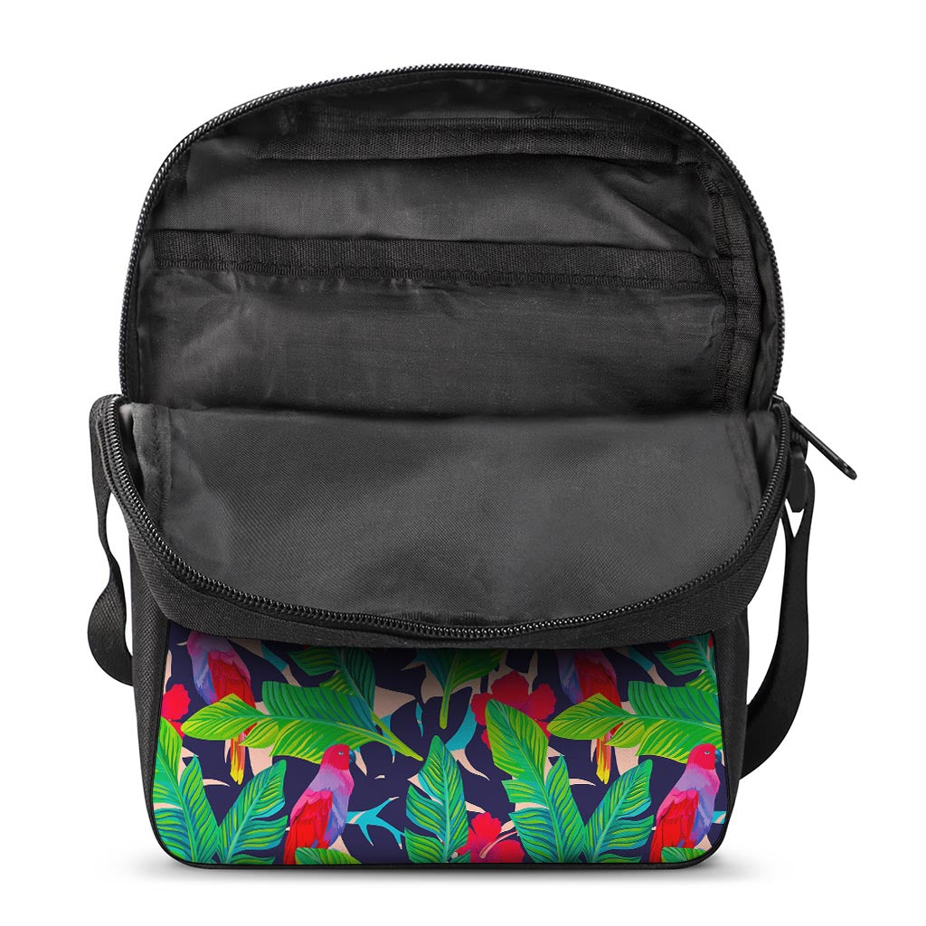 Parrot Banana Leaf Hawaii Pattern Print Rectangular Crossbody Bag