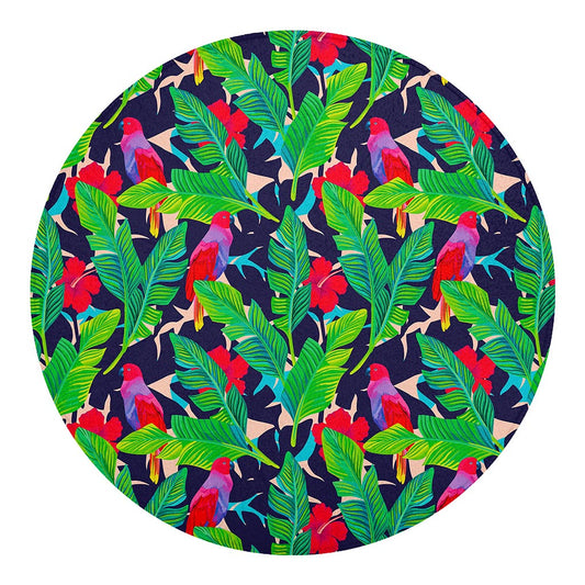 Parrot Banana Leaf Hawaii Pattern Print Round Blanket