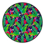 Parrot Banana Leaf Hawaii Pattern Print Round Floor Mat