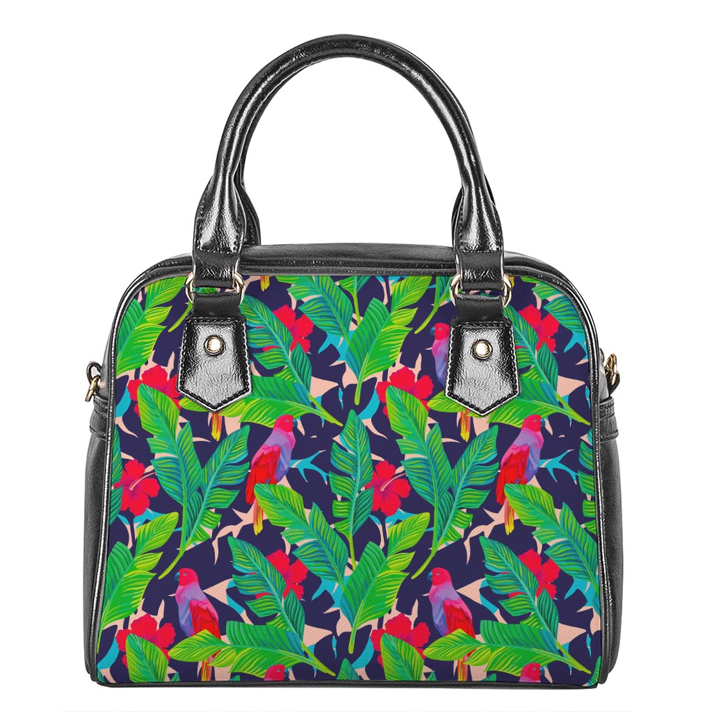 Parrot Banana Leaf Hawaii Pattern Print Shoulder Handbag