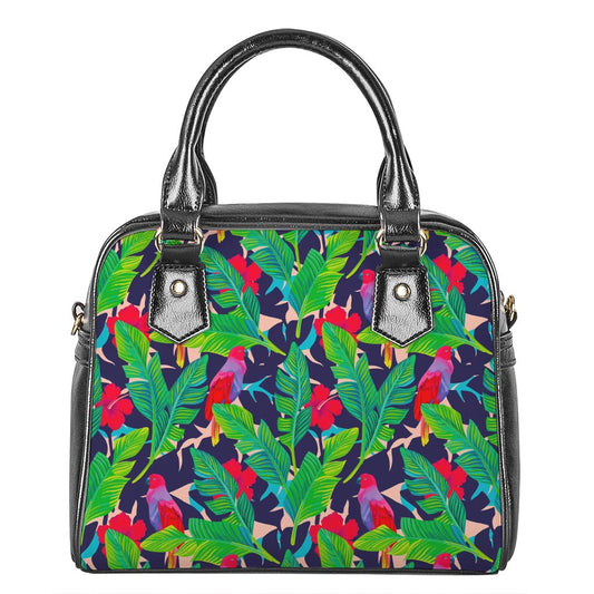 Parrot Banana Leaf Hawaii Pattern Print Shoulder Handbag