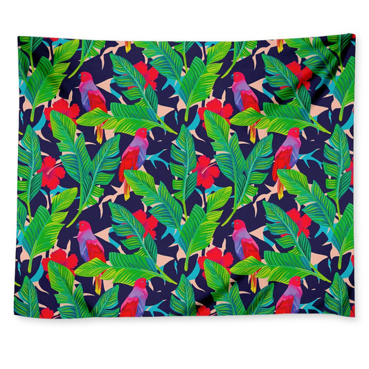 Parrot Banana Leaf Hawaii Pattern Print Tapestry