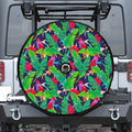 Parrot Banana Leaf Hawaii Pattern Print Tire Cover With Camera Hole