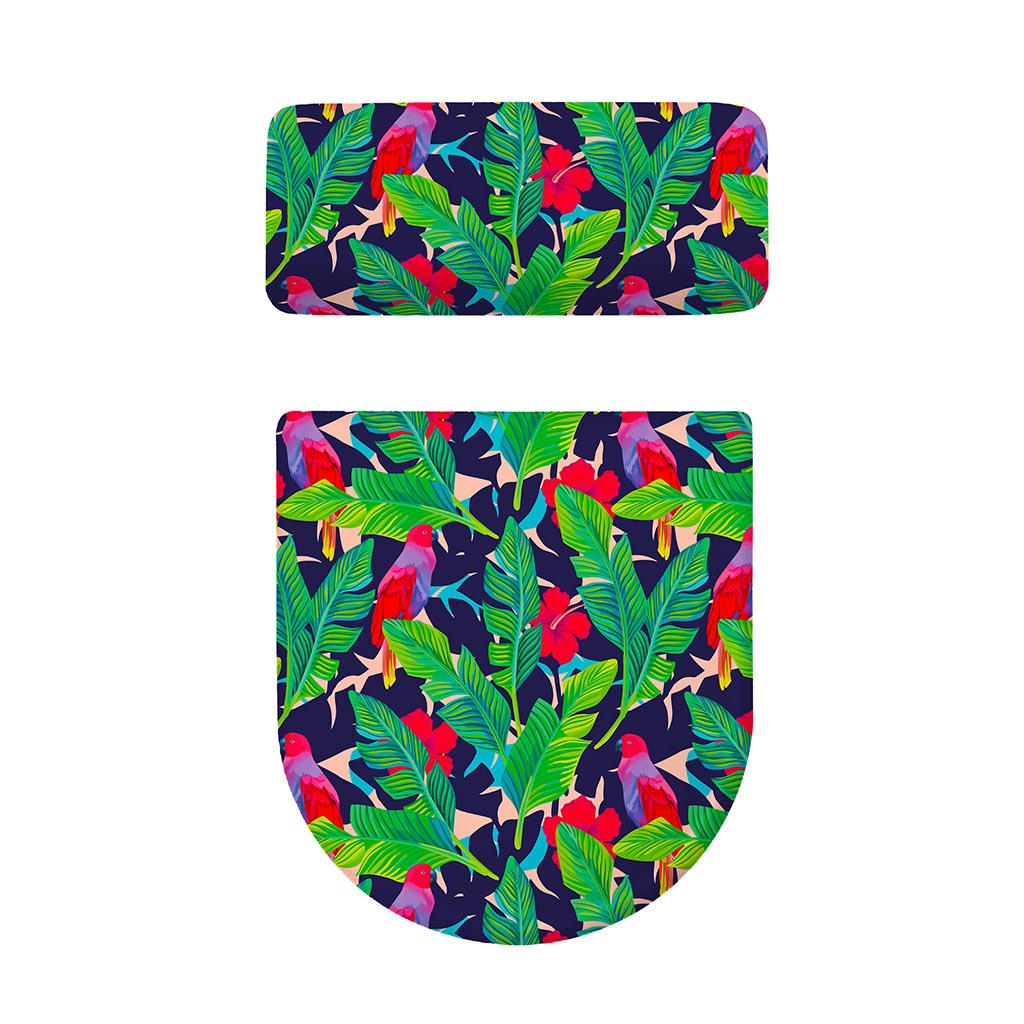 Parrot Banana Leaf Hawaii Pattern Print Toilet Lid And Tank Cover Set
