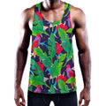 Parrot Banana Leaf Hawaii Pattern Print Men's Workout Tank Top