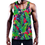 Parrot Banana Leaf Hawaii Pattern Print Training Tank Top