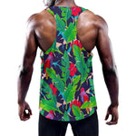 Parrot Banana Leaf Hawaii Pattern Print Training Tank Top