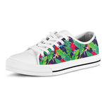 Parrot Banana Leaf Hawaii Pattern Print White Low Top Sneakers