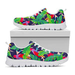 Parrot Banana Leaf Hawaii Pattern Print White Running Shoes