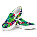 Parrot Banana Leaf Hawaii Pattern Print White Slip On Sneakers