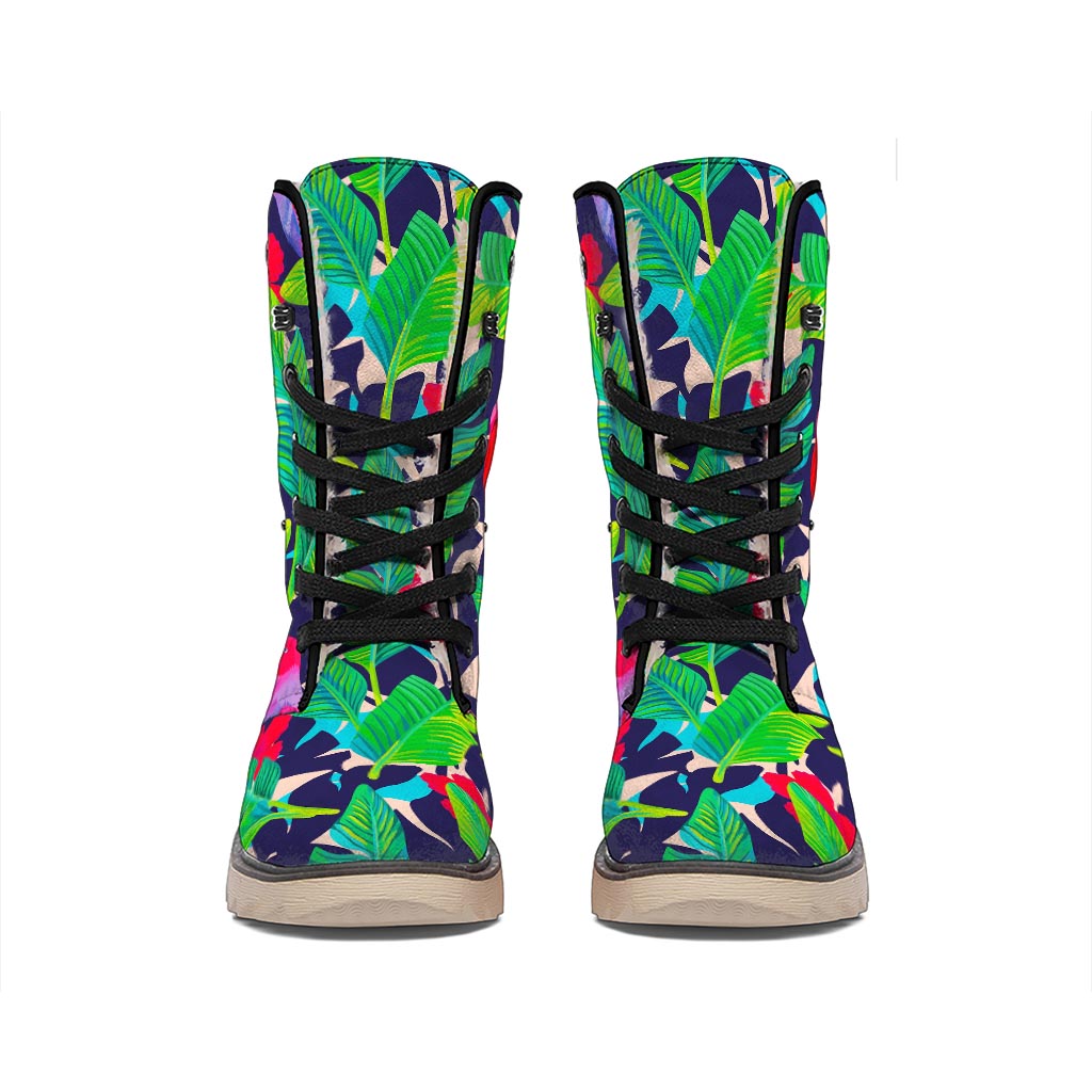 Parrot Banana Leaf Hawaii Pattern Print Winter Boots